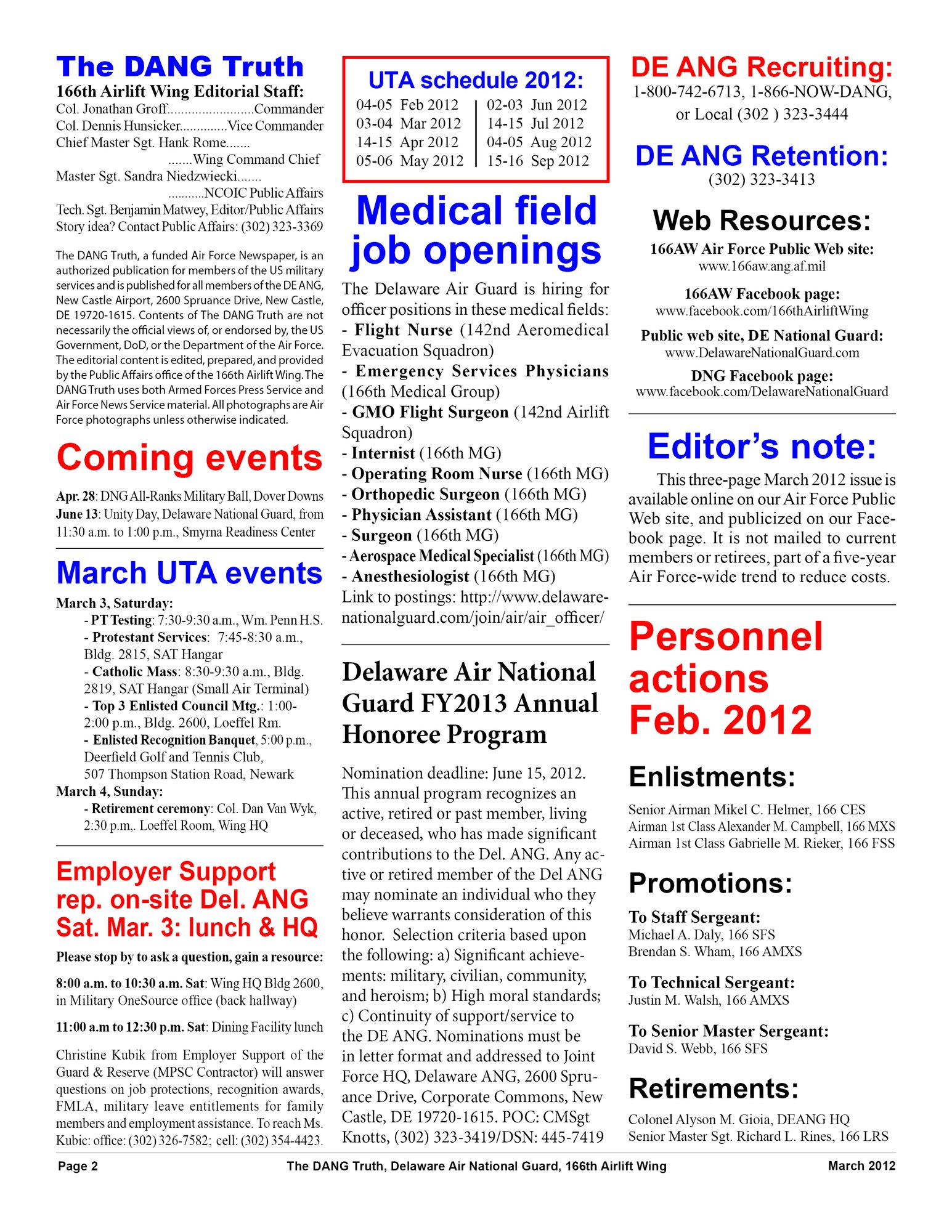 The DANG Truth March 2012 page two of three pages