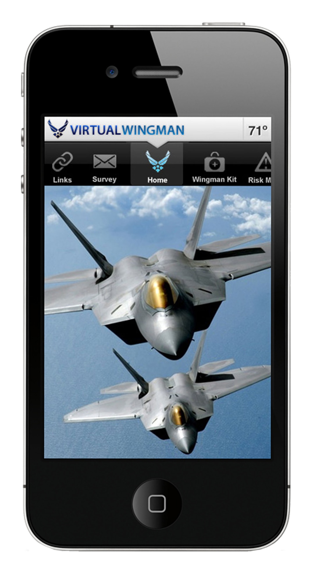 Aimed at saving lives, the Air Force Virtual Wingman Smart Phone Application tool is scheduled to debut later this spring. (Courtesy photo)