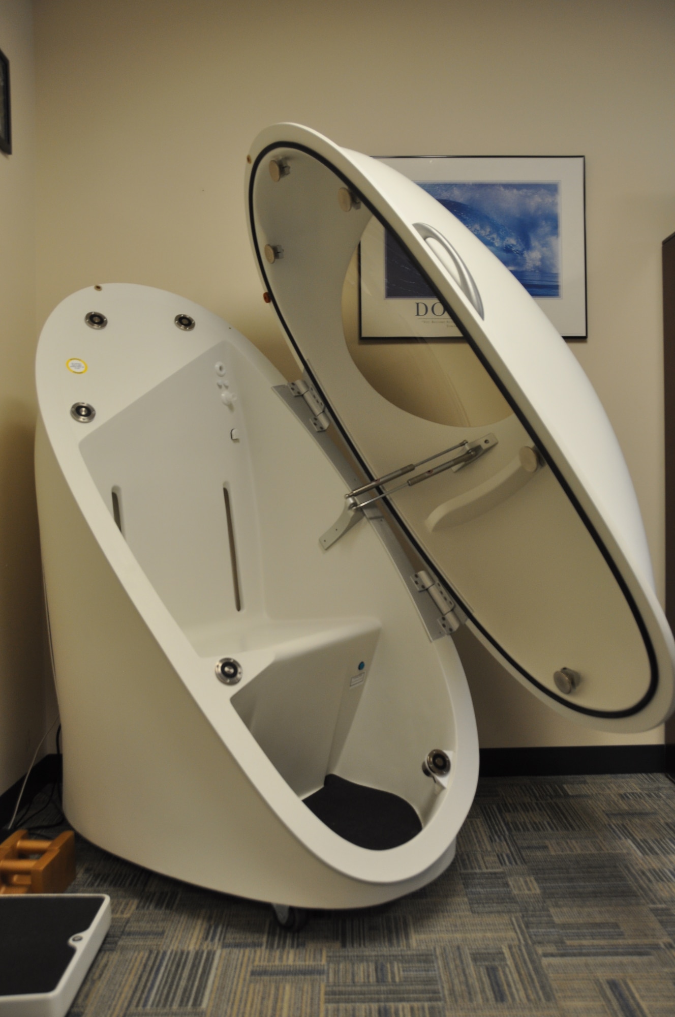 The Health and Wellness Center received the BOD POD, an air displacement tool that quickly and easily determines one’s percentage of body fat. (U.S. Air Force photo by Senior Airman Rachelle Elsea)