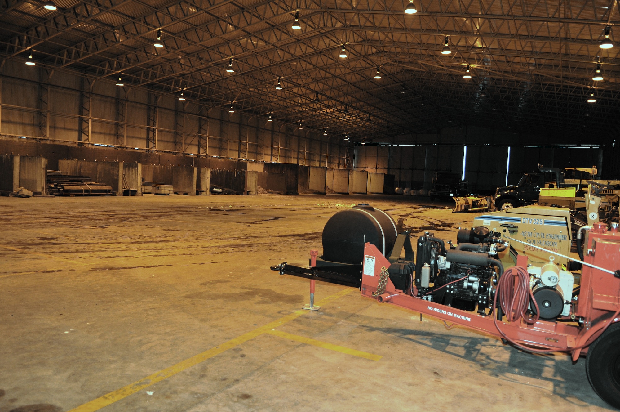 ROYAL AIR FORCE LAKENHEATH, England - The 48th Civil Engineering Squadron converted an abandoned hangar into a storage facility to protect assets vital to the mission from the elements.  It also reduces damage caused by the weather and saves the Air Force money in repair costs.  (U.S. Air Force photo by Staff Sgt. Connor Estes)