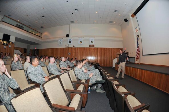 Tyndall Air Force Base recently hosted the Brett Sokolow program, “Drunk Sex or Date Rape,” at the 53rd Weapons Evaluation Group auditorium, in an effort to raise awareness of sexual assaults in the military. (U.S. Air Force photo by Chris Cokeing)