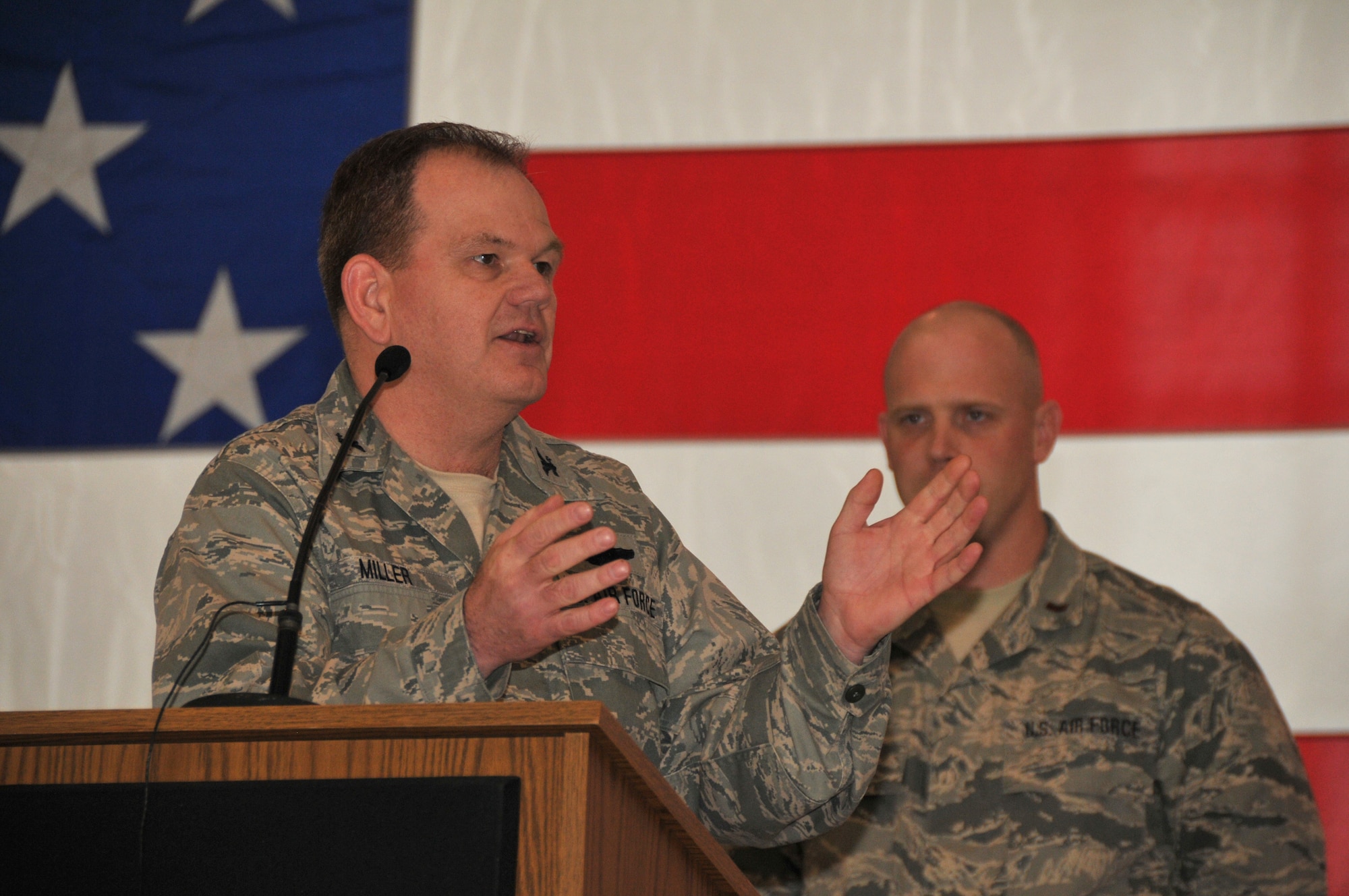 Col. Brian Miller, commander of the 185th Air Refueling Wing, welcomes home members of the 185th Air Refueling Wing from various deployments by Wing Commander on 3 March, 2012 in Sioux City, Iowa. During 2011, over 300 airmen from the 185th have deployed to Iraq, Afghanistan, and numerous other locations around the globe in support of the Department of Defense contingency operations.   (US Air Force Photo by TSgt Brian Cox)