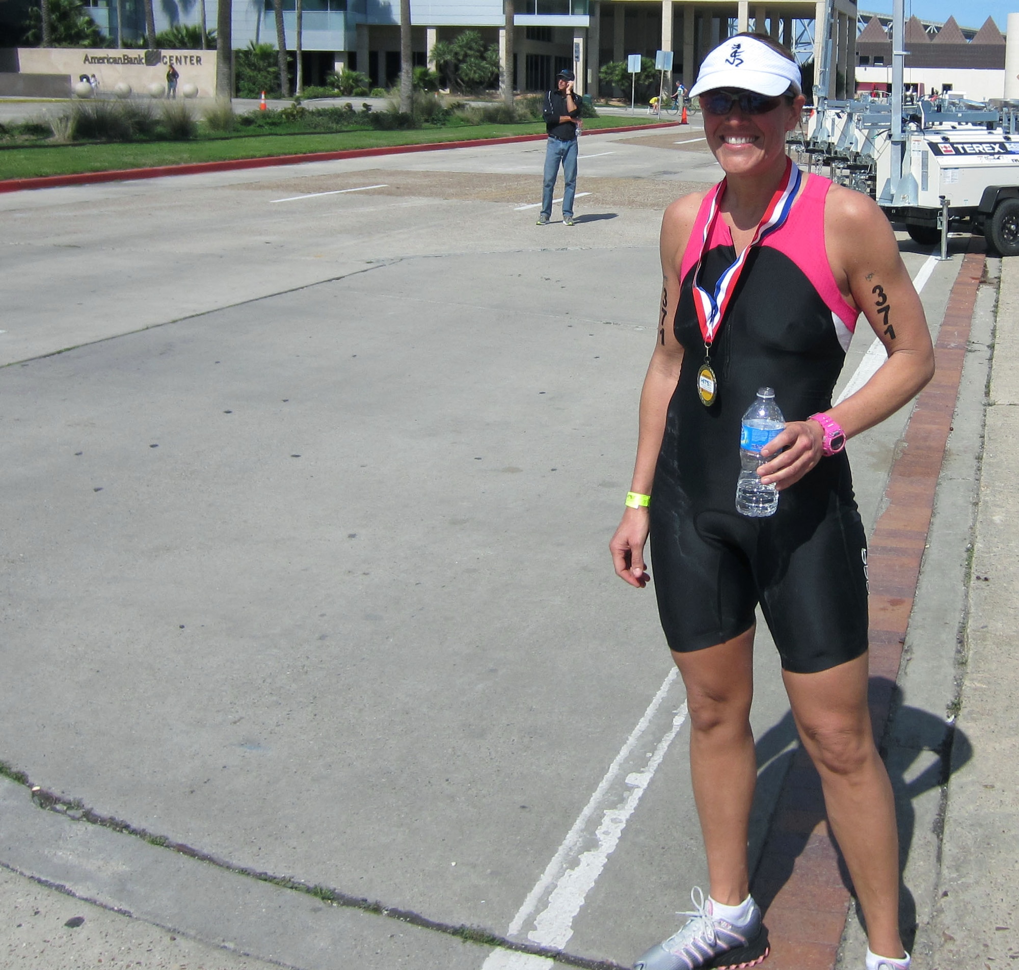 CORPUS CHRISTI, TEXAS - Lt. Col. Maggie Elder, 36th Aerial Port Squadron operations officer here, finished first in the women’s division and placed eighth overall in a Half Ironman competition Feb. 19, with a time of 5 hours, 24 minutes and 2 seconds.  Elder isn’t resting after her recent 70.3 Ironman win.  She’s planning to compete in the Boston Marathon in April and a full Ironman competition in June.