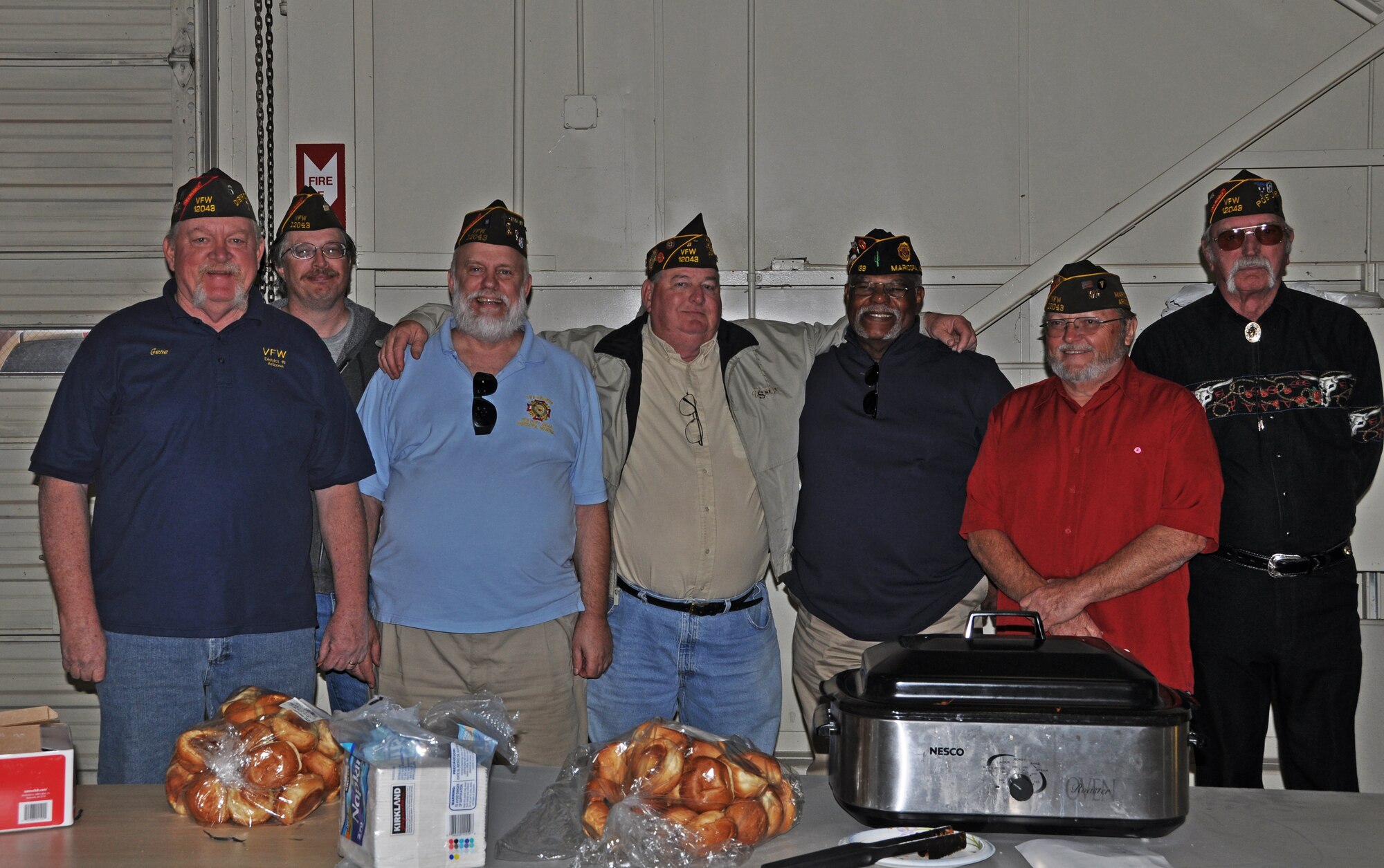 Members of the Tracey P. McPhearson Veterans of Foreign Wars Post 12043 hosted a Hail and Fair Well lunch for the 944th Aeromedical Staging Squadron on March 3.  (U.S. Air Force photo by Capt. Elizabeth Magnusson)