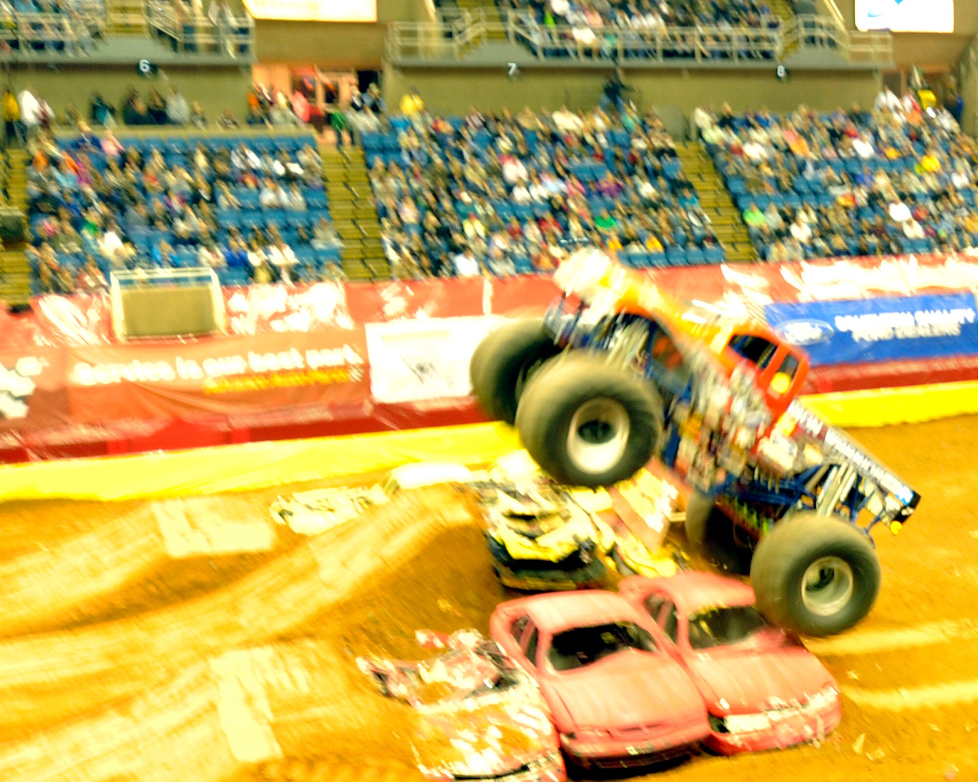 The 403rd Wing recruiters were on hand Mar. 2-3 at Monster Jam 2012 to recruit leads for the U.S. Air Force Reserve. Master Sgts. Serena Birch and Robert Bazor, along with Tech. Sgts. James Scapperotti and Pete Wypyszinski, generated a number of leads during the two day event. Monster Jam was sponsored by a number of companies, to include the U.S. Air Force Reserve. The two-day event entertained crowds with monster truck action and paid tribute to the U.S. military, police officers and firefighters. (U.S. Air Force photo by Maj. Heather Newcomb)