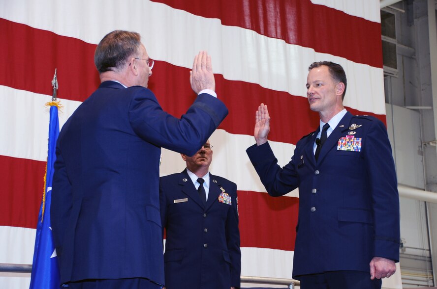 Col. Eric S. Overturf, 442nd Fighter Wing commander, was promoted to brigadier general in a ceremony at Whiteman Air Force Base on March 3, 2012. The 442nd Fighter Wing is an A-10 Thunderbolt II Air Force Reserve unit at Whiteman. (U.S. Air Force photo/Staff Sgt. Lauren Padden) 