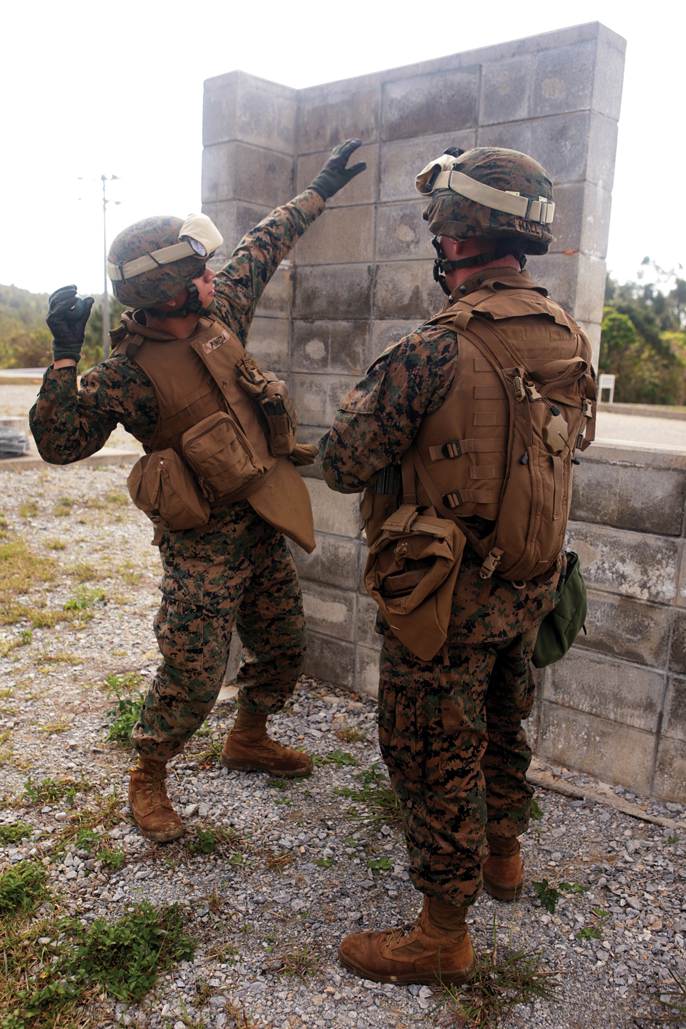 Marines with the Silent Drill Platoon, 8th and I, Marine Barracks, Washington, D.C., march in sync with bayonets attached to their M1 Garand rifles during the 2012 "Music In Motion" tour aboard Marine Corps Logistics Base Barstow, March 5.