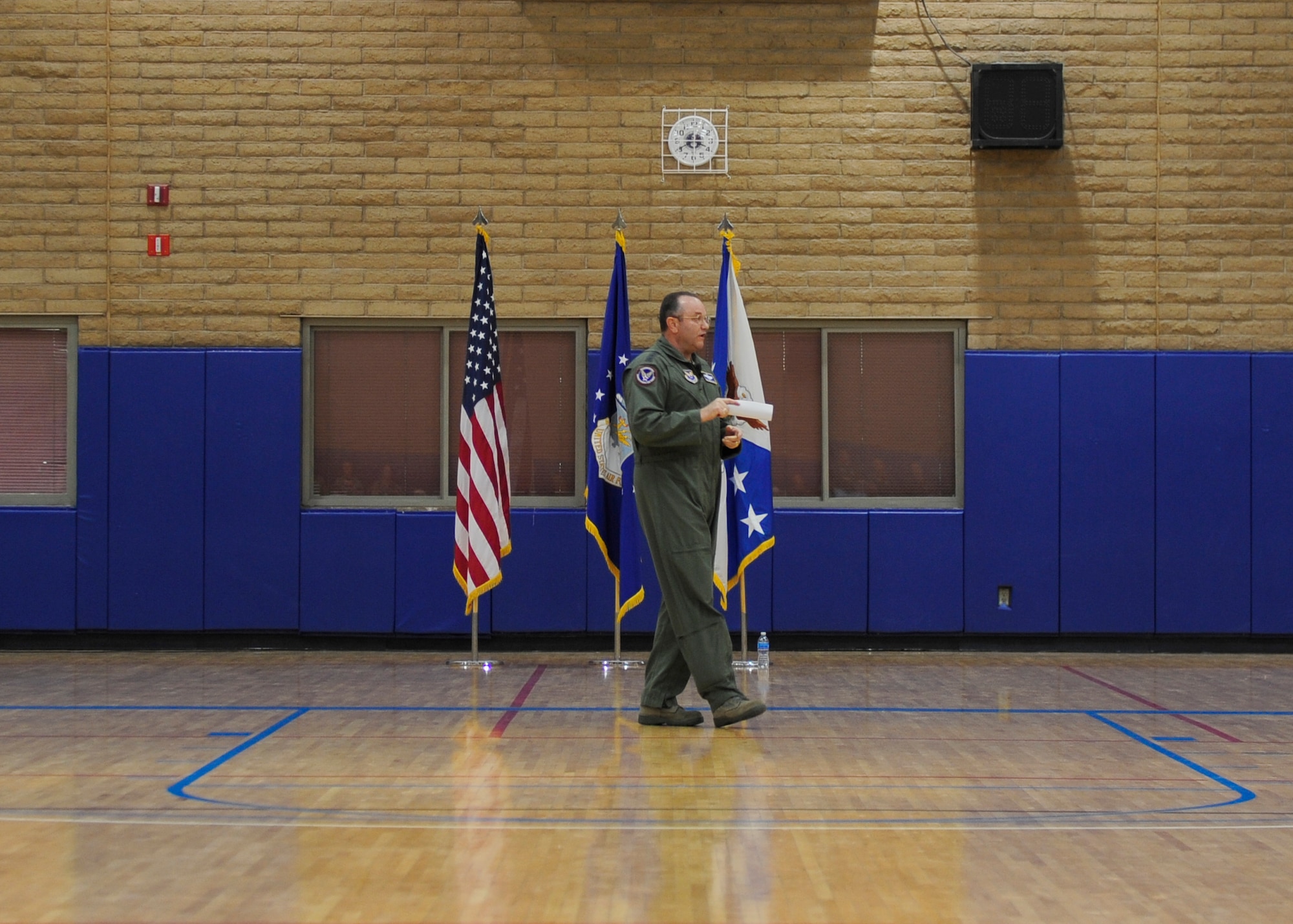 Air Force Vice Chief of Staff Gen. Phil Breedlove speaks to Airmen at Luke Air Force Base, Ariz., during his visit on March 2, 2012. During an Airmen's Call, Breedlove addressed many issues, including the Air Force's fiscal 2013 budget request and the F-35 Lightning II. (U.S. Air Force photo by Staff Sgt. Jason Colbert)
