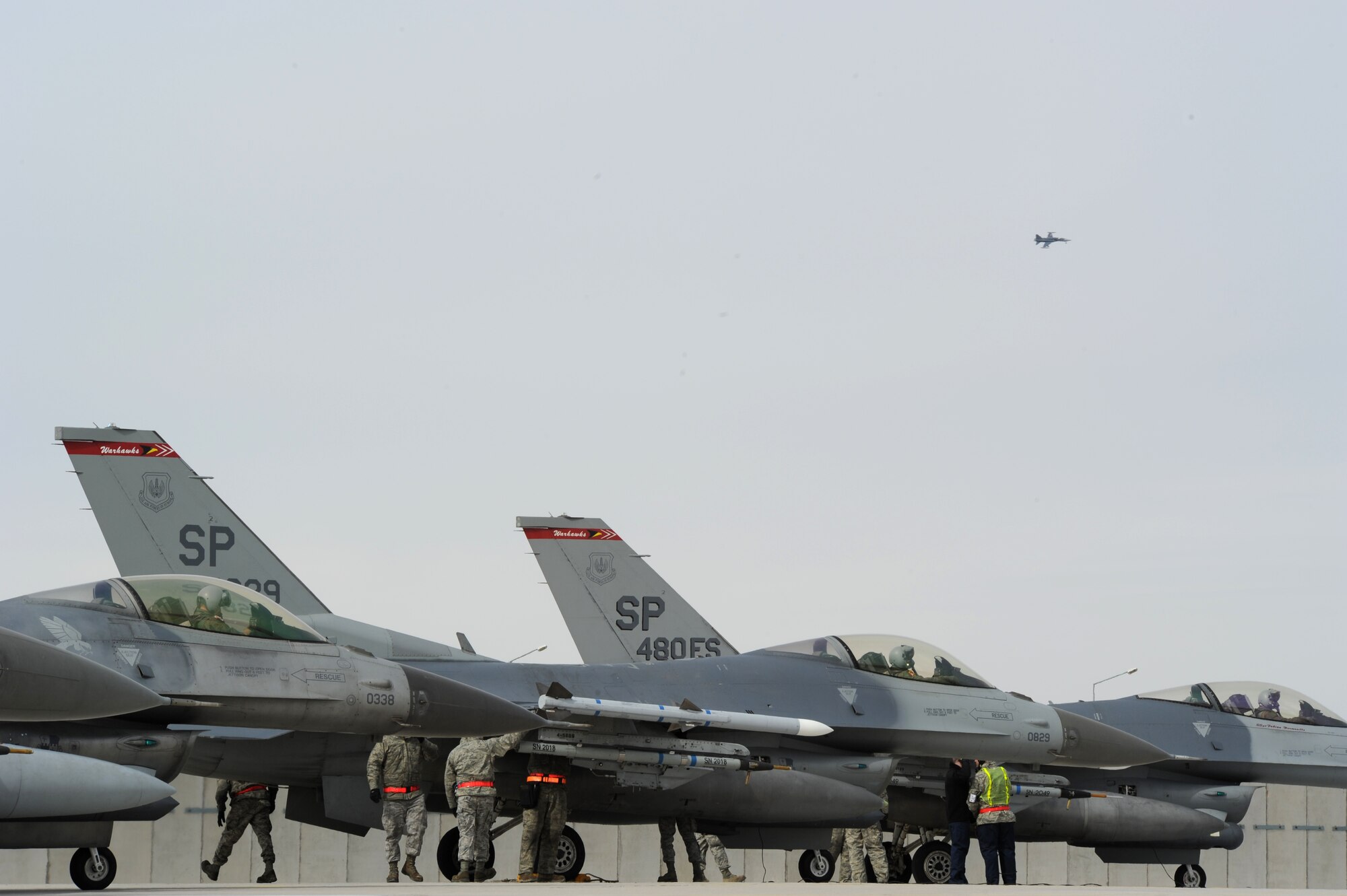 KONYA, Turkey -- F-16 Fighting Falcons from Spangdahlem Air Base, Germany, line the runway of Konya Air Base, Turkey, before takeoff during exercise Anatolian Falcon 2012. During the bilateral training exercise the squadron will fly missions including air interdiction, attack, air superiority, defense suppression, airlift, air refueling and reconnaissance. (U.S. Air Force photo/Staff Sgt. Benjamin Wilson)