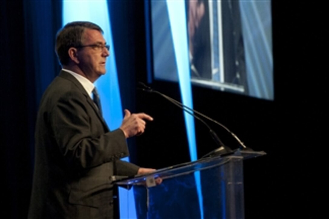 Deputy Secretary of Defense Ashton B. Carter speaks at the 3rd Annual ARPA-E Energy Innovation Summit at National Harbor, Md., on Feb. 29, 2012.  