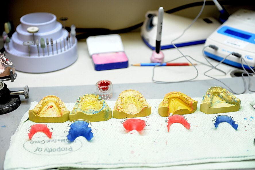 Retainers rest after being shaped for patients of the 18th Dental Squadron at Kadena Air Base, March 7, 2012. This week is dental staff recognition week. (U.S. Air Force photo by Airman 1st Class Brooke P. Beers/Released)
