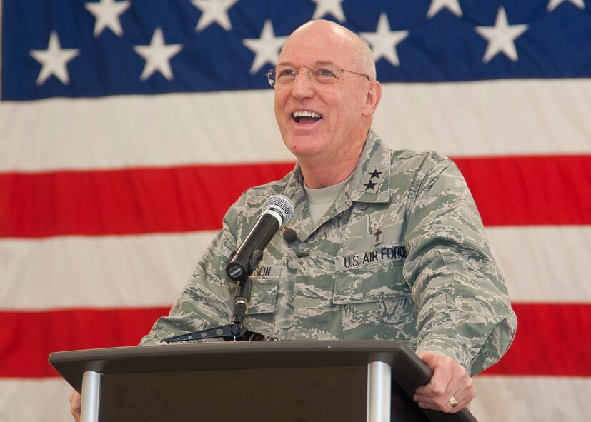Headquarters Air Force Chief of Chaplains, Maj. Gen. Cecil Richardson, speaks to members of Team Fairchild during the National Prayer Luncheon at the Armed Forces Reserve Center March 2. (U.S. Air Force photos by Staff Sgt. Michael Means)