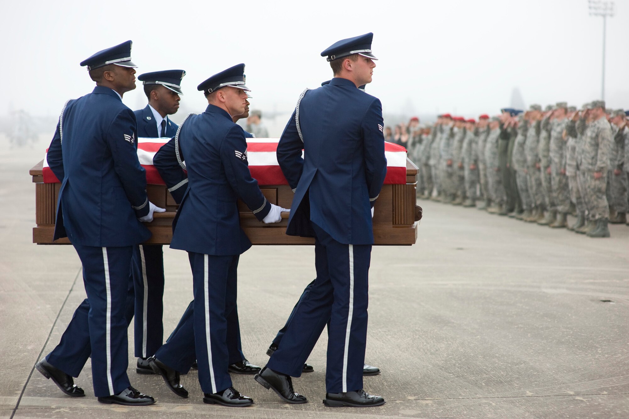 Photo of Air Force special operations personnel during the arrival and transfer of Lt. Col. John D. Loftis on Hurlburt Field, Fla., Mar. 2, 2012. (U.S. Air Force photo/Tech. Sgt. Vanessa Valentine)(Not Released)