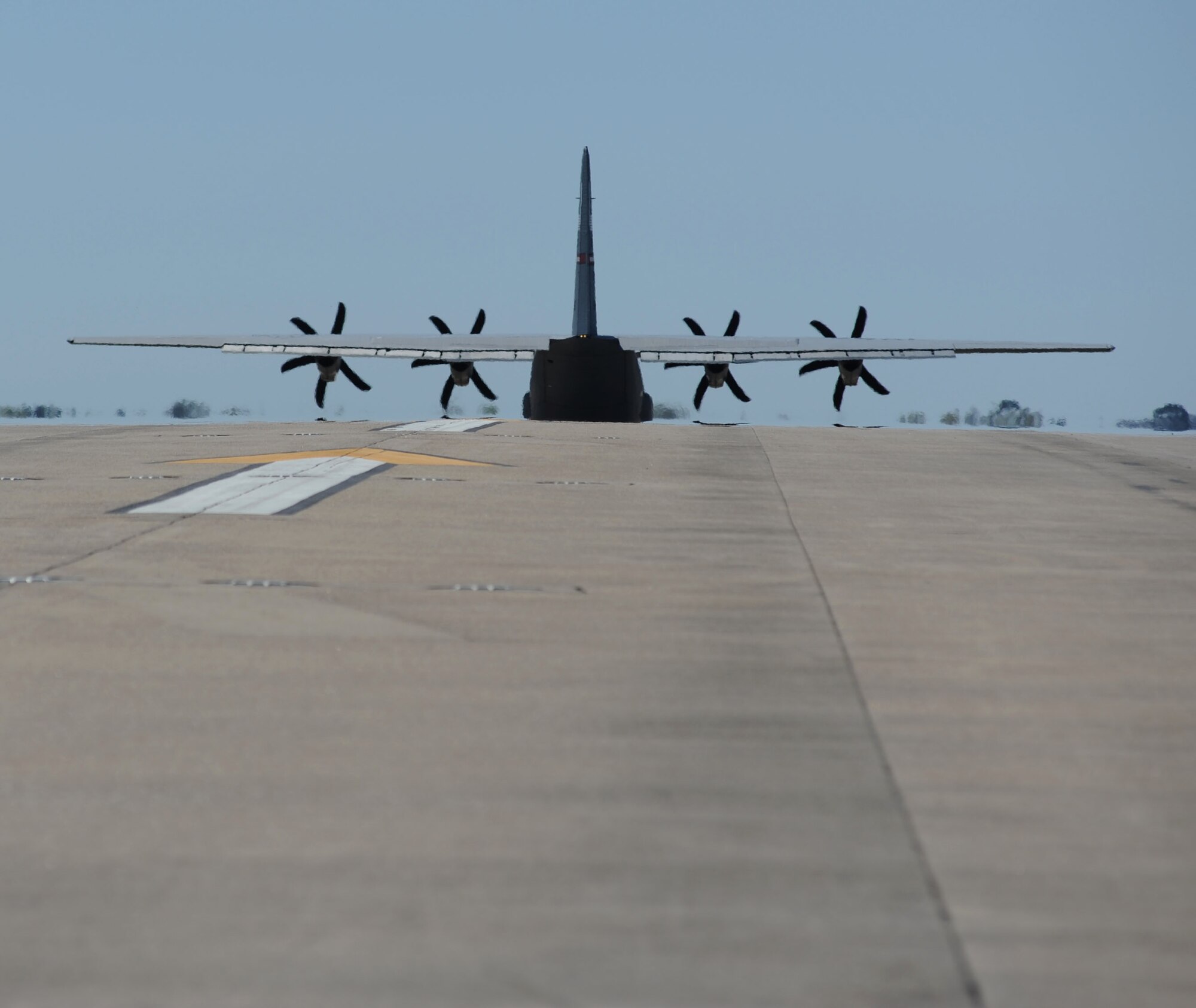 A C-130J Hercules aircraft takes flight March 5, 2012, at Keesler Air Force Base, Miss.  (U.S. Air Force photo by Kemberly Groue)