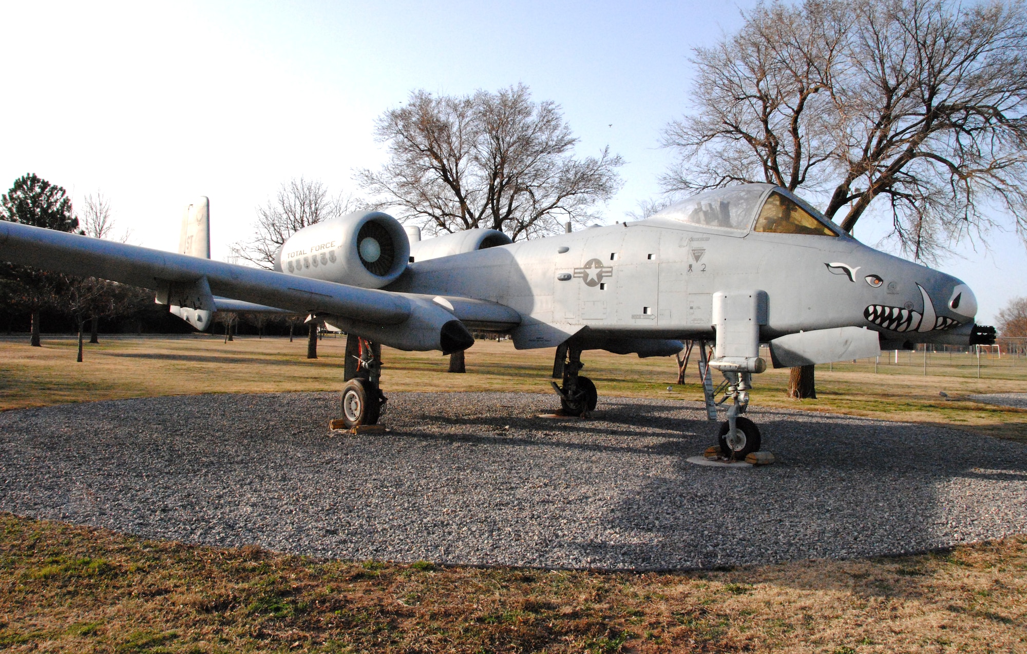 Originally scheduled for permanent retirement in the aircraft bone yard at Davis-Monthan Air Force Base, Ariz., this A-10 Thunderbolt II is now on permanent static display at Vance Air Force Base, Okla. (U.S. Air Force photo/ Joe B. Wiles)