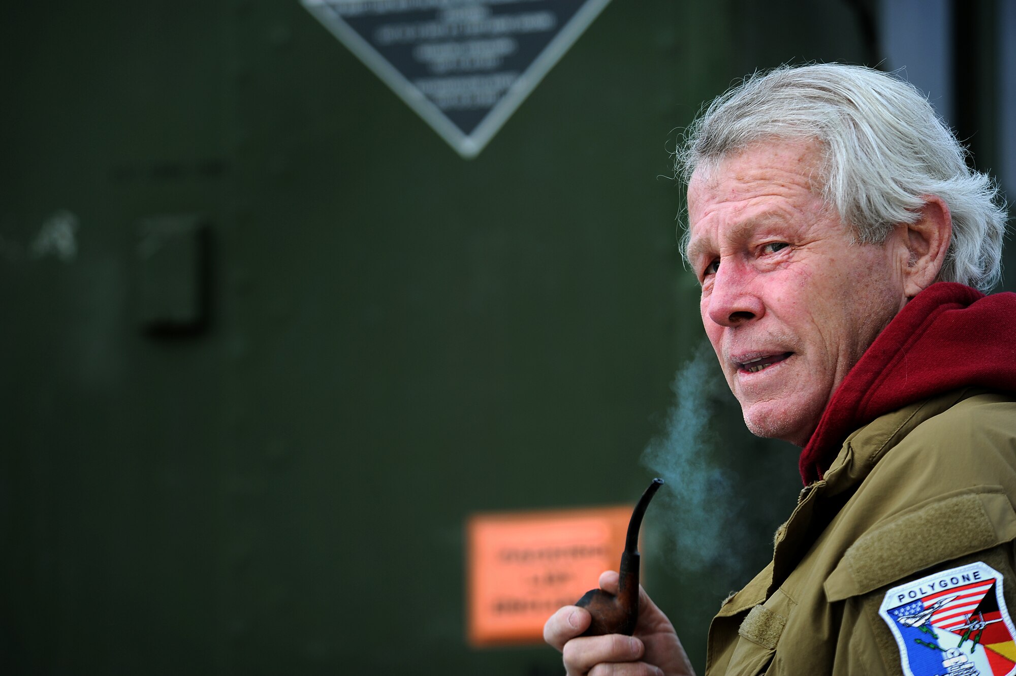 KONYA, Turkey – Jack Graham, Polygone radar technician, smokes his pipe before beginning a training scenario with a tactical radar threat generator during Anatolian Falcon 2012 in Konya, Turkey, March 8. Polygone is a multinational aircrew electronic warfare tactics facility located in Europe and was used to simulate pop-up ground threats throughout the exercise. (U.S. Air Force photo/Staff Sgt. Benjamin Wilson)