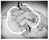 Map of B-52 around the world flight 1957. (U.S. Air Force photo)