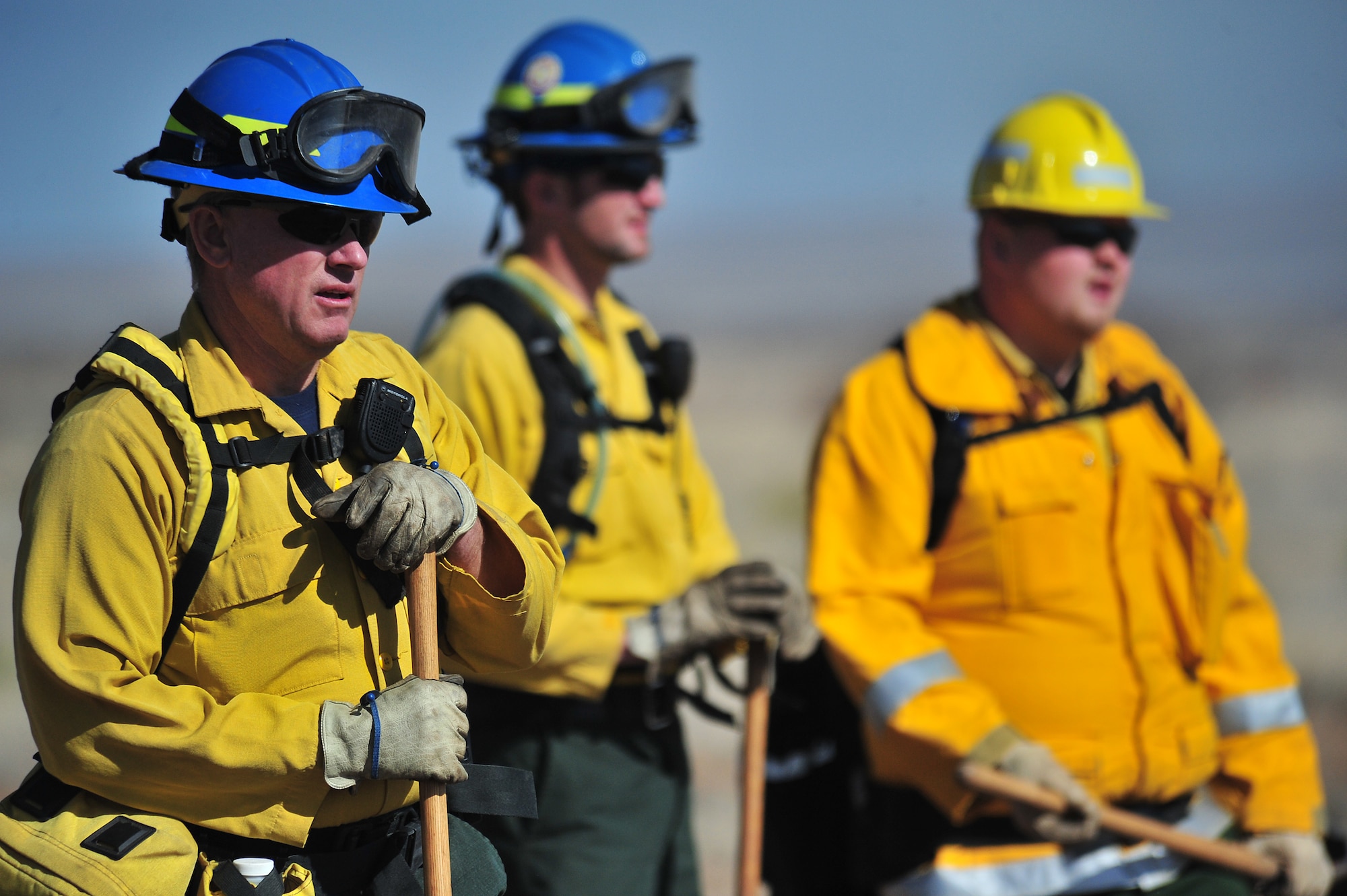 Melrose Air Force Range firefighters keep close watch of fires started for a controlled burn, March 5, 2012. Controlled burns are used to deprive wild fires of fuel and to prevent them from spreading. Melrose Range provides a space for realistic training of ground and air forces and is operated by Cannon Air Force Base, N.M. (U.S. Air Force photo by Tech. Sgt. Josef Cole)