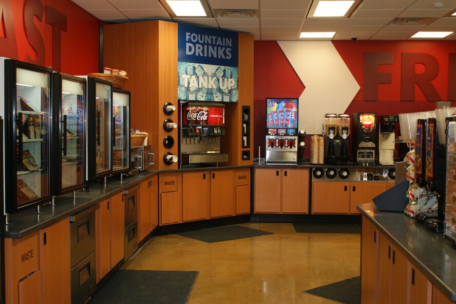 Major renovations to the "Snack Avenue" on display during the AAFES Sheppard South Express Shoppette grand reopening event on Mar. 9, 2012.  The existing shoppette facility was renovated over a six-month time span, with both the exterior and interior receiving makeovers. (U.S. Air Force photo/Dan Hawkins)