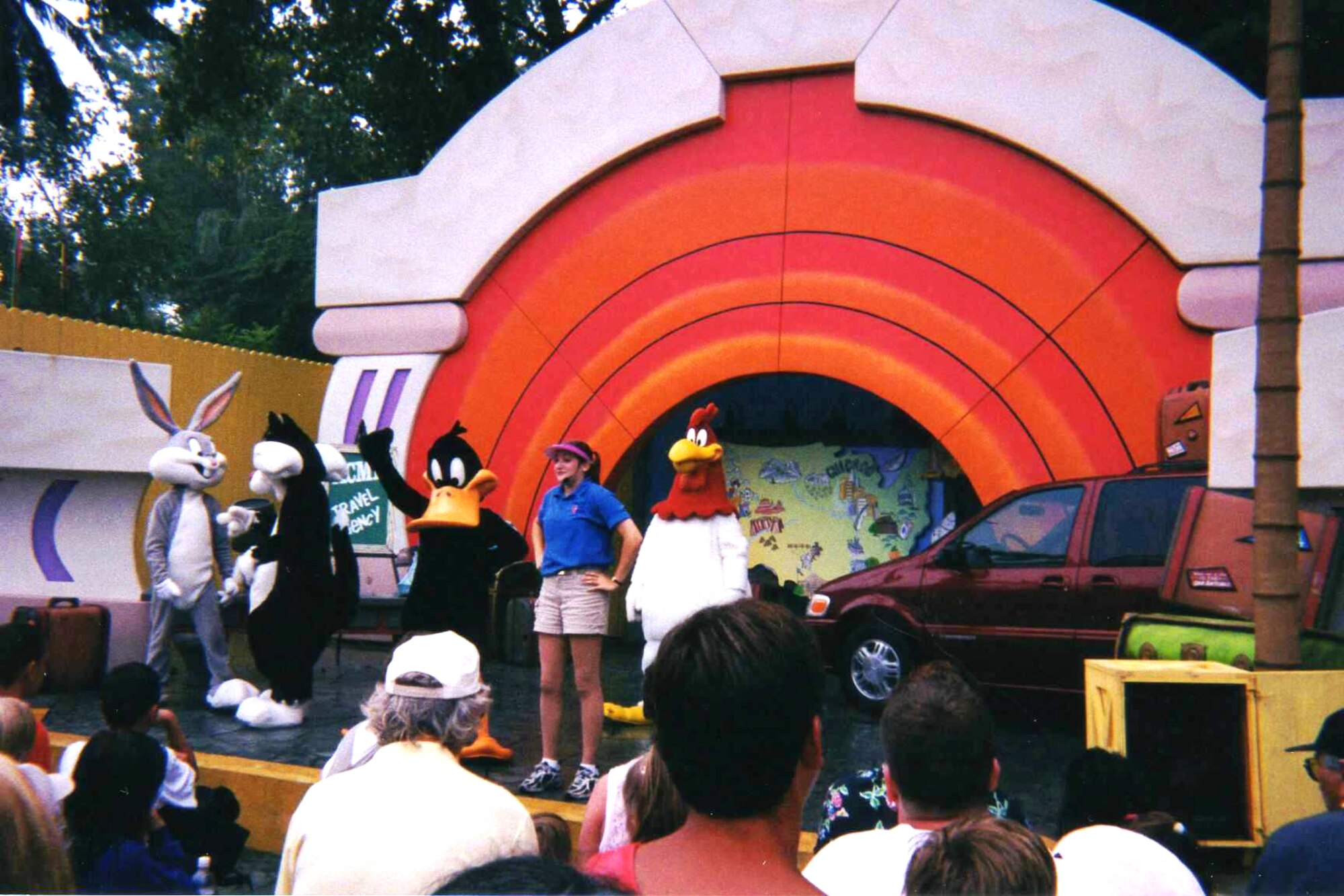 A teenaged Tech. Sgt. Amanda “Mae” O’Brien performs at Six Flags during a singing and dancing children's show about the use of seatbelts and safe travelling. Now the 8th Medical Group unit deployment manager, the Air Force vocalist has performed in front of variously-sized crowds, the largest being 245,000 at an air show. (Contributed photo/Released)