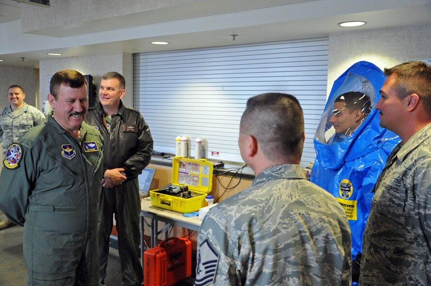 LAUGHLIN AIR FORCE BASE, Texas -- Iraqi Air Force Commander Staff Lt. Gen. Anwer Hamad Amen Ahmed tours the 47th Medical Group here March 9. Anwar was visiting Laughlin to attend his son, Capt. Mohammed Hama Ameen, graduation from Specialized Undergraduate Pilot Training here. Laughlin’s International Student Program currently hosts 28 students from nine different countries. (U.S. Air Force photo/Senior Airman Scott Saldukas)