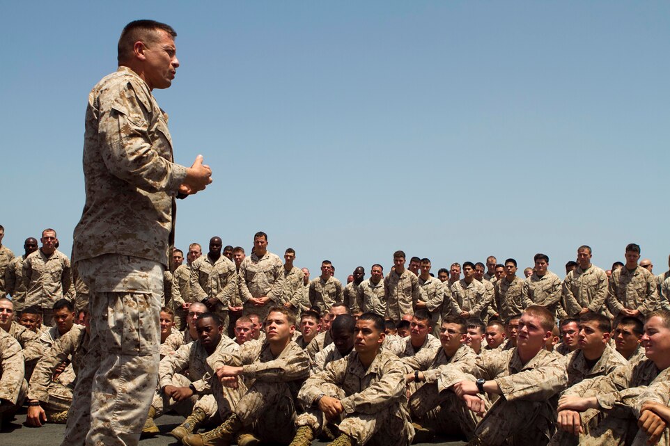 A detained evacuee is escorted by Marines of Combat Logistics Battalion 31, 31st Marine Expeditionary Unit, during a mock noncombatant evacuation operation, March 11. The NEO was conducted during the MEU’s Certification Exercise in preparation for the upcoming deployment to the Asia-Pacific region. The 31st MEU is the only continuously forward-deployed MEU and remains the nation’s force in readiness in the Asia-Pacific region.