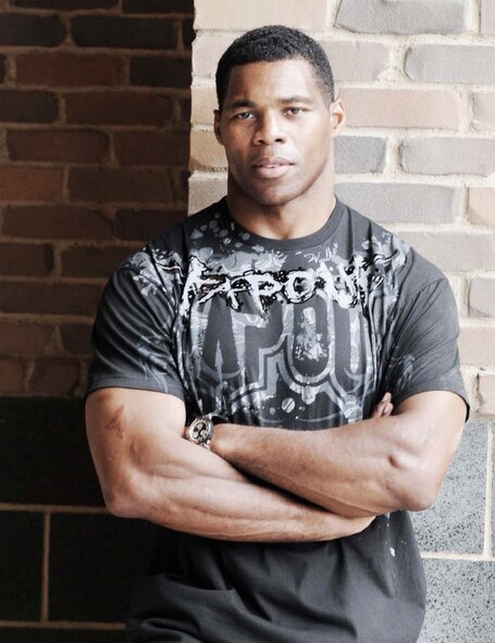 Heisman Trophy winner Herschel Walker will visit Eglin Air Force Base, Fla., Airmen March 22. Walker is scheduled to appear at two meet-and-greet events here in Hangar 103, at 10 a.m. and 2 p.m. The talks are open to the base population.  (Courtesy photo) 



