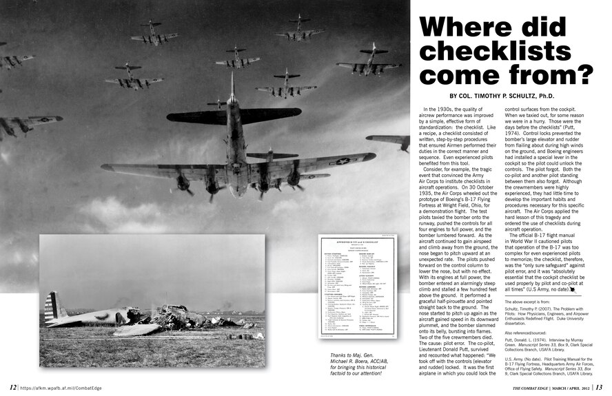 Where did checklists come from?