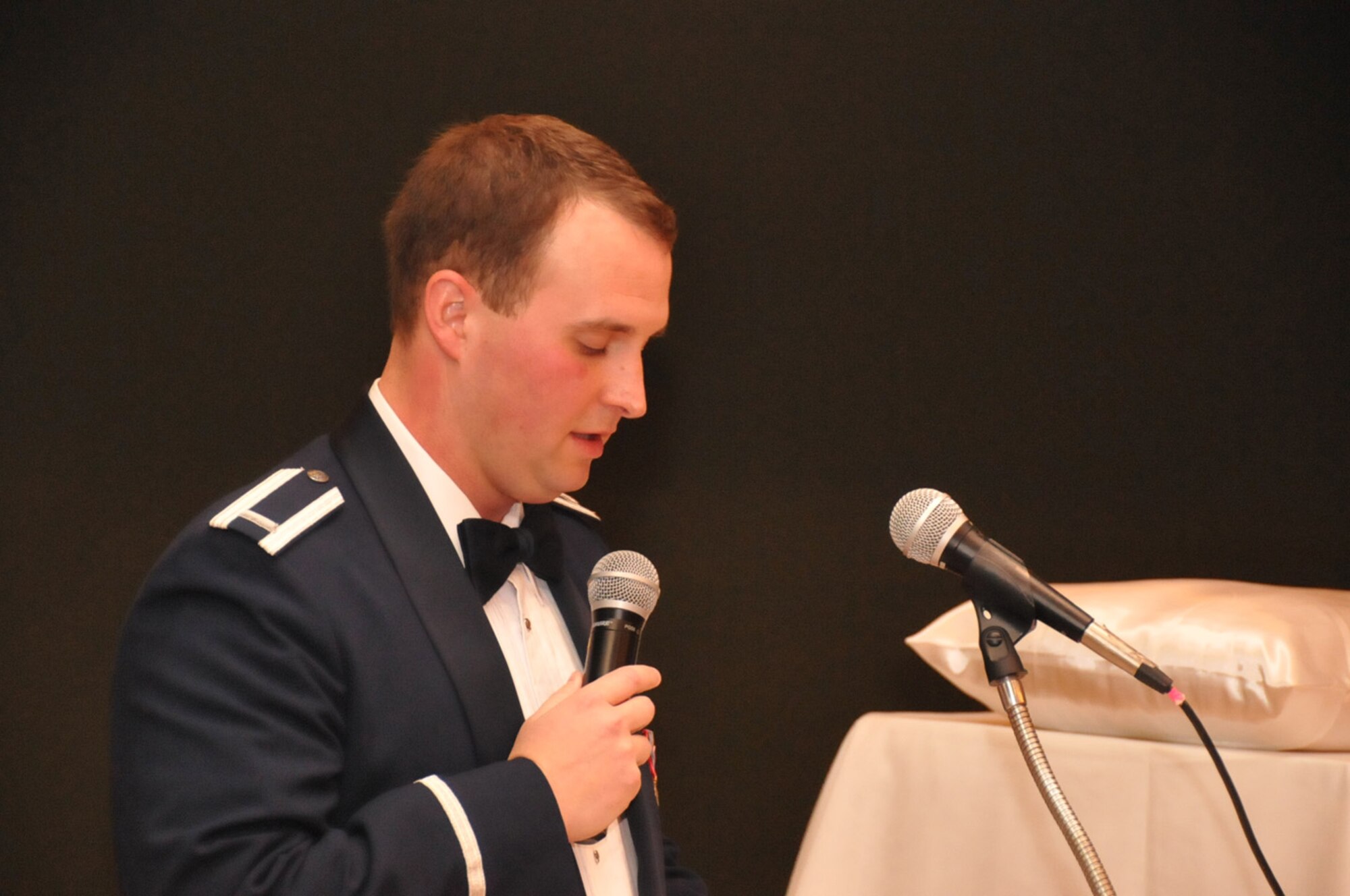 Lt. Robert Rutland co-hosts the wing's annual Dining Out in November 2011. Rutland was named the 916th ARW's Outstanding Company Grade Officer of the Year for 2011.