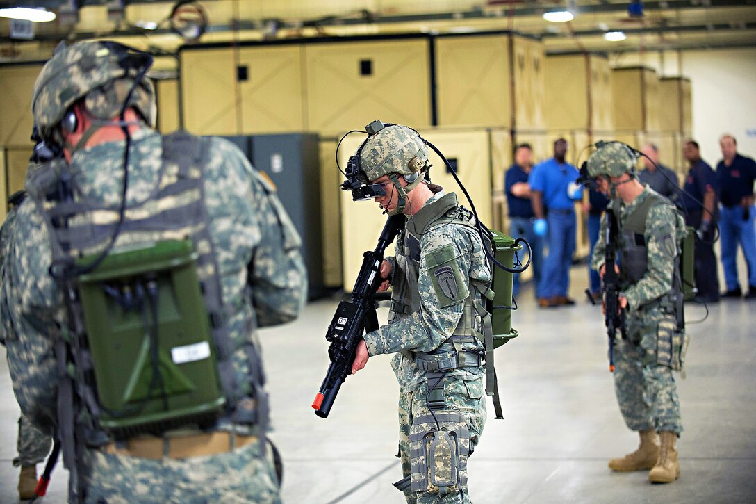 Soldiers conduct simulation training at the U.S. Army Armor School on Fort Benning, Ga., March 9, 2012.
