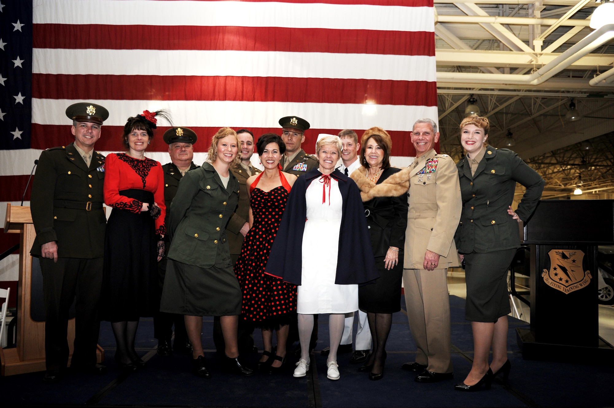 Columbus AFB Airmen and retired military guests dressed up in vintage uniforms as part of the 70th Anniversary celebrations on March 9. The event also featured displays of CAFB history and four locally-owned vintage aircraft. (U.S. Air Force photo/Airman 1st Class Chase Hedrick)