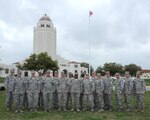 Nineteen of Joint Base San Antonio-Randolph's selected senior master sergeants pose for a group photo in front of the Taj March 8. (US Air Force photo by Rich McFadden)