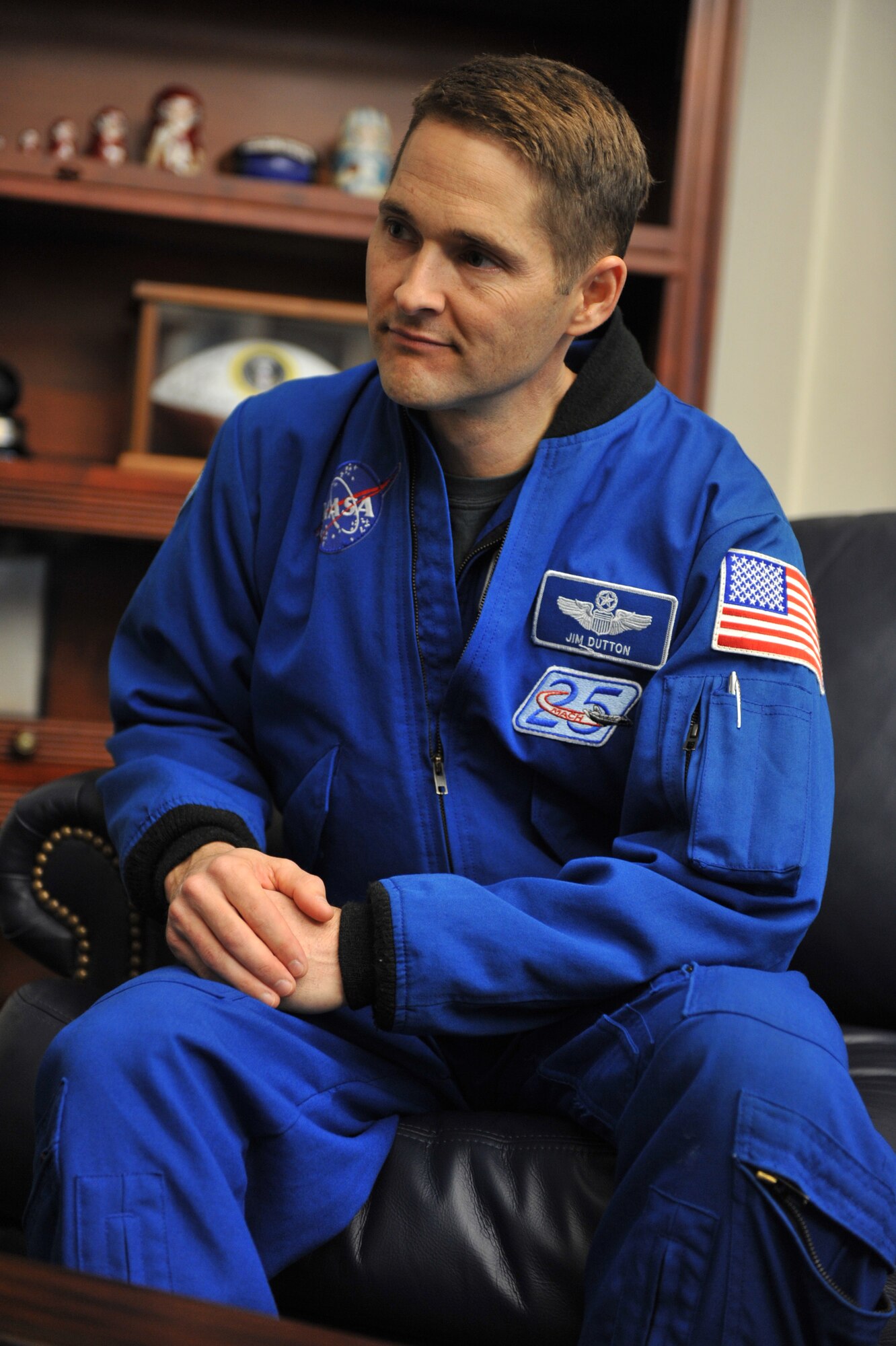 Col. Jim Dutton, NASA Astronaut, talks about his journey to become an astronaut March 8, 2012, at Mountain Home Air Force Base, Idaho. Dutton was selected in May 2004 as one of 14 members of the 19th NASA astronaut class. (U.S. Air Force photo/Airman 1st Class Heather Hayward)