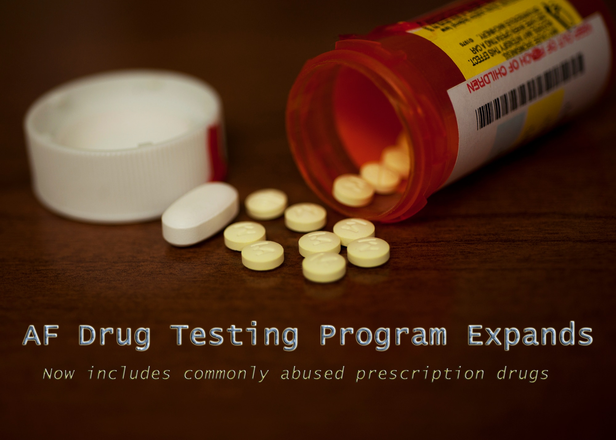 Beginning May 1, military services will expand their drug testing to include commonly abused prescription drugs. The Air Force’s zero tolerance policy on drug abuse is not new, but the recently modified program reinforces that taking controlled medications in a manner other than how they are prescribed is illegal and can be detected using the new tests. (U.S. Air Force illustration by Senior Airman Eileen Meier/Released)