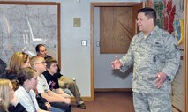 Students from Central-Hardin Middle School, Hardin, Mo., toured Whiteman Air Force Base March 12, 2012. The tour was organized by Wright Flight, a non-profit organization designed to motivate students to achieve academically through incentive tours and flights. The students were briefed on the 442nd Fighter Wing mission by Col. Gregory Eckfeld. They were also shown the Oscar 1 missile silo by Staff Sgt. Steven Bussey and ate at the Ozark Inn dining facility. The 442nd Fighter Wing is an A-10 Thunderbolt II Air Force Reserve unit at Whiteman Air Force Base, Mo. (U.S. Air Force photo/Senior Airman Wesley Wright)