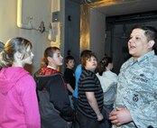 Students from Central-Hardin Middle School, Hardin, Mo., toured Whiteman Air Force Base, March 12, 2012. The tour was organized by Wright Flight, a non-profit organization designed to motivate students to achieve academically through incentive tours and flights. The students were briefed on the 442nd Fighter Wing mission by Col. Gregory Eckfeld. They were also shown the Oscar 1 missile silo by Staff Sgt. Steven Bussey and ate at the Ozark Inn dining facility. The 442nd Fighter Wing is an A-10 Thunderbolt II Air Force Reserve unit at Whiteman Air Force Base, Mo. (U.S. Air Force photo/Senior Airman Wesley Wright)