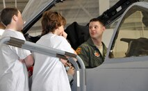 Students from Central-Hardin Middle School, Hardin, Mo., toured Whiteman Air Force Base, March 12, 2012. The tour was organized by Wright Flight, a non-profit organization designed to motivate students to achieve academically through incentive tours and flights. The students were briefed on the 442nd Fighter Wing mission by Col. Gregory Eckfeld. They were also shown the Oscar 1 missile silo by Staff Sgt. Steven Bussey and ate at the Ozark Inn dining facility. The 442nd Fighter Wing is an A-10 Thunderbolt II Air Force Reserve unit at Whiteman Air Force Base, Mo. (U.S. Air Force photo/Senior Airman Wesley Wright)