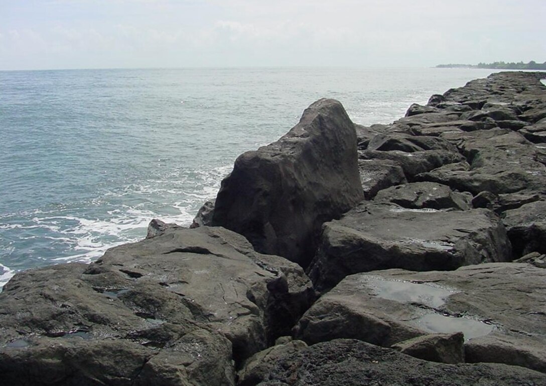 Close-up of the Hilo Harbor breakwater