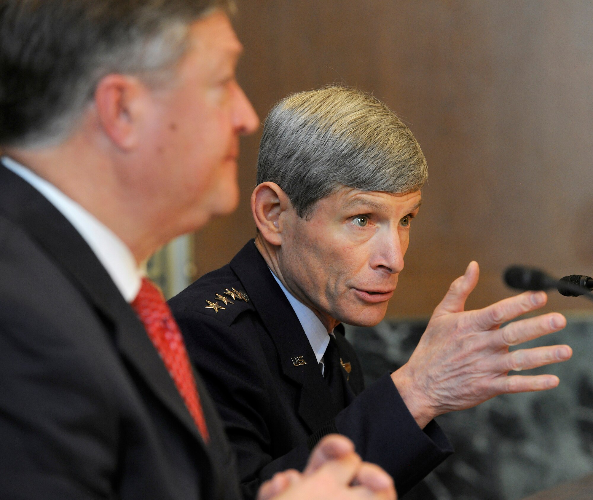 Air Force Chief of Staff Gen. Norton Schwartz and Secretary of the Air Force Michael Donley provide testimony about the Air Force’s FY13 budget request before the U.S. Senate Appropriations Subcommittee on Defense on March 14, 2012, in Washington, D.C.  (U.S. Air Force photo/Scott M. Ash)