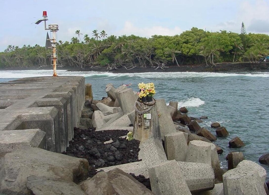 View of dolos; Pohoiki Bay is the site of a park and an existing boat launch ramp heavily used by local commercial fishermen. 
