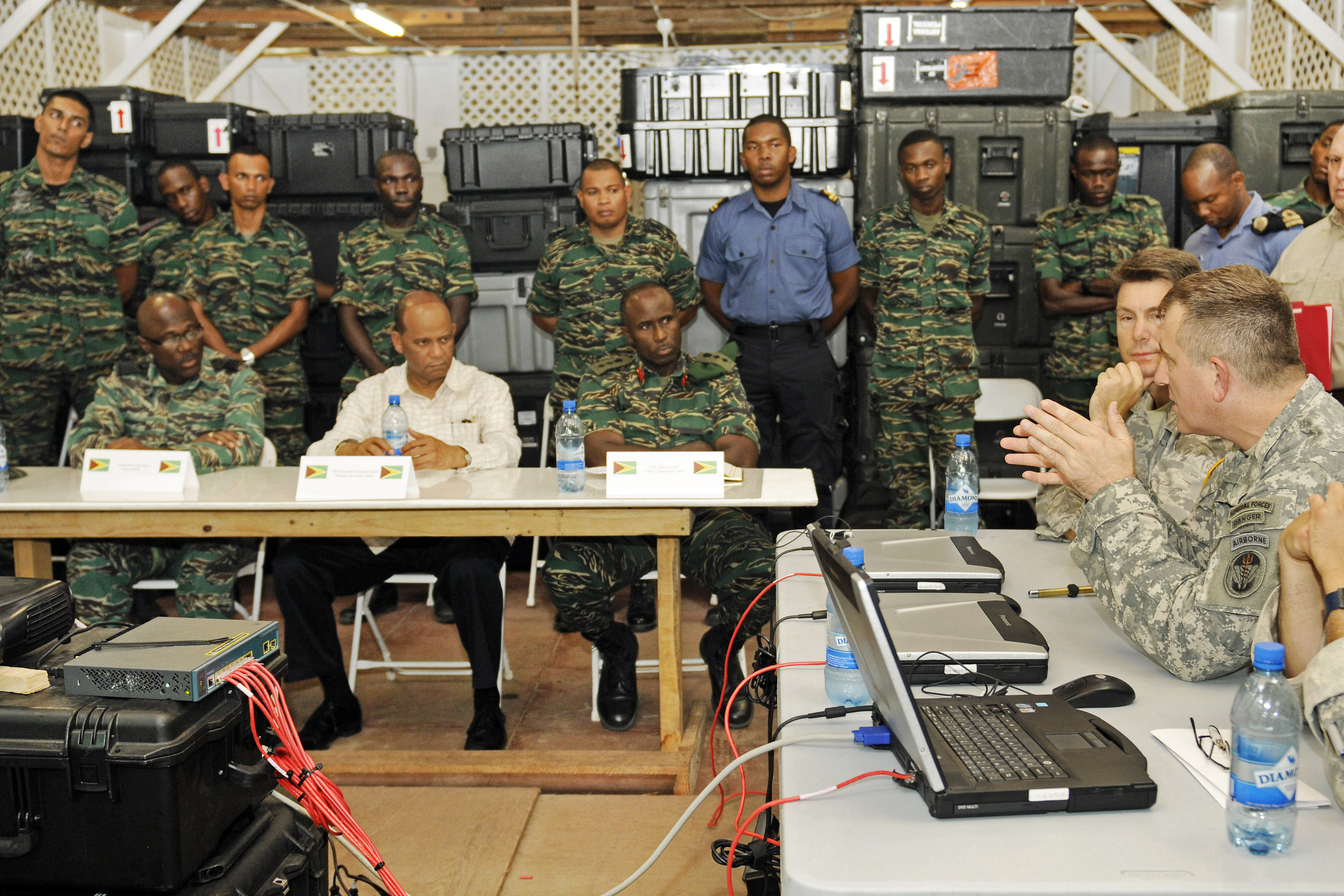 U S Army Col Shannon L Boehm Far Right Gives A Presentation To The Honorable Clemente Rohee