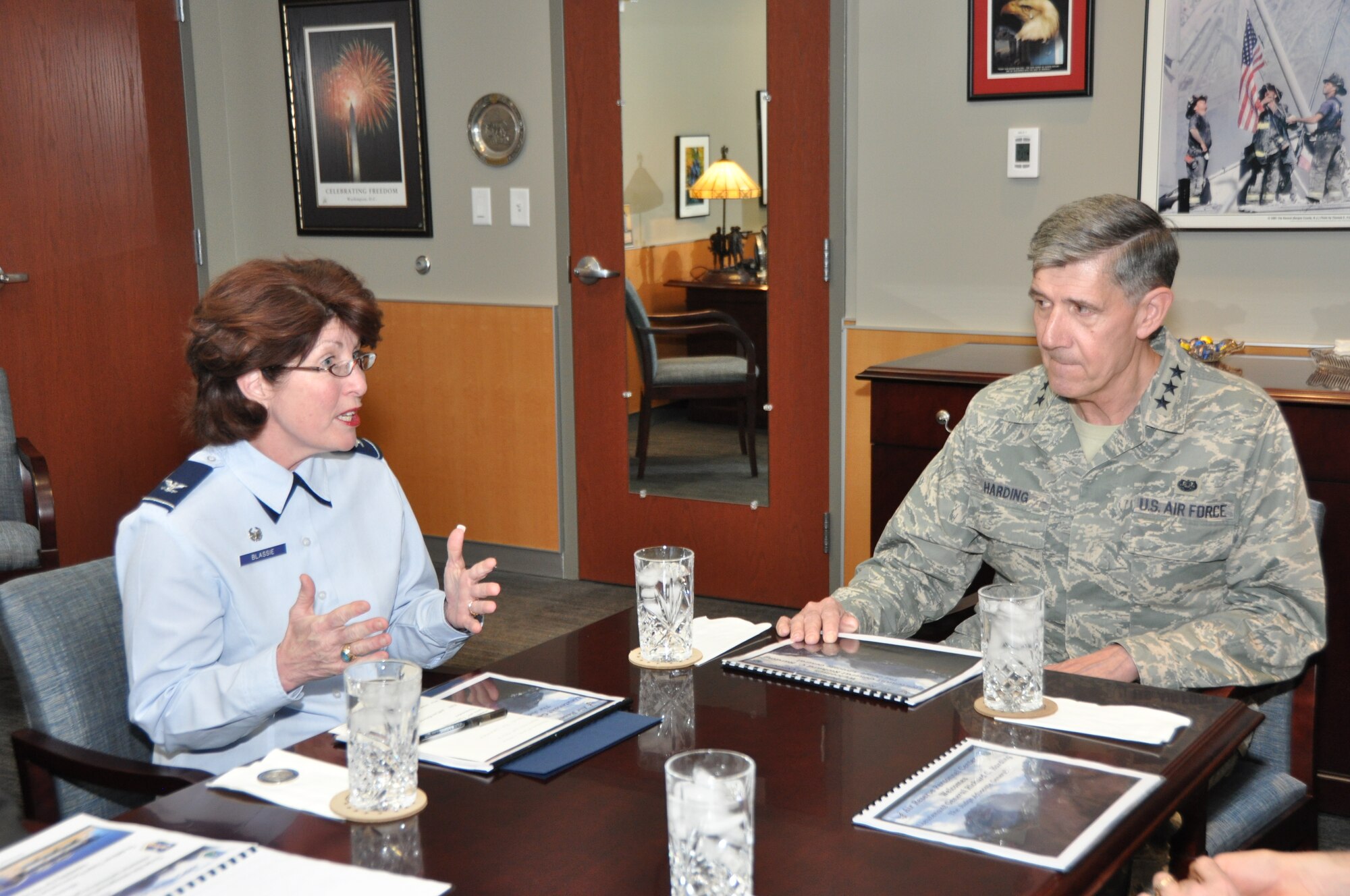 Lt. Gen. Richard C. Harding, The Judge Advocate General, Headquarters U.S. Air Force, Washington, D.C., toured the Air Reserve Personnel Center March 14, 2012, on Buckley Air Force Base, Colo. General Harding, who serves as the legal adviser to the Secretary of the Air Force and all officers and agencies of the Department of the Air Force, also oversees military justice, operational and international law, and civil law functions at every level of command. He directs all judge advocates in the performance of their duties and is responsible for the professional oversight of more than 2,200 judge advocates, 350 civilian attorneys, 1,400 enlisted paralegals and 500 civilians in the Total Force Judge Advocate General's Corps worldwide. (U.S. Air Force photo/Tech. Sgt. Rob Hazelett)