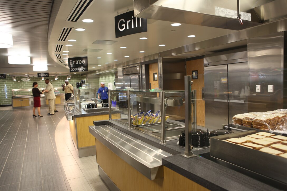 The new galley at Naval Hospital Camp Lejeune, Doc’s Diner, offers a healthier food selection, along with nutritional content cards the assembly line to help patrons make healthier choices.