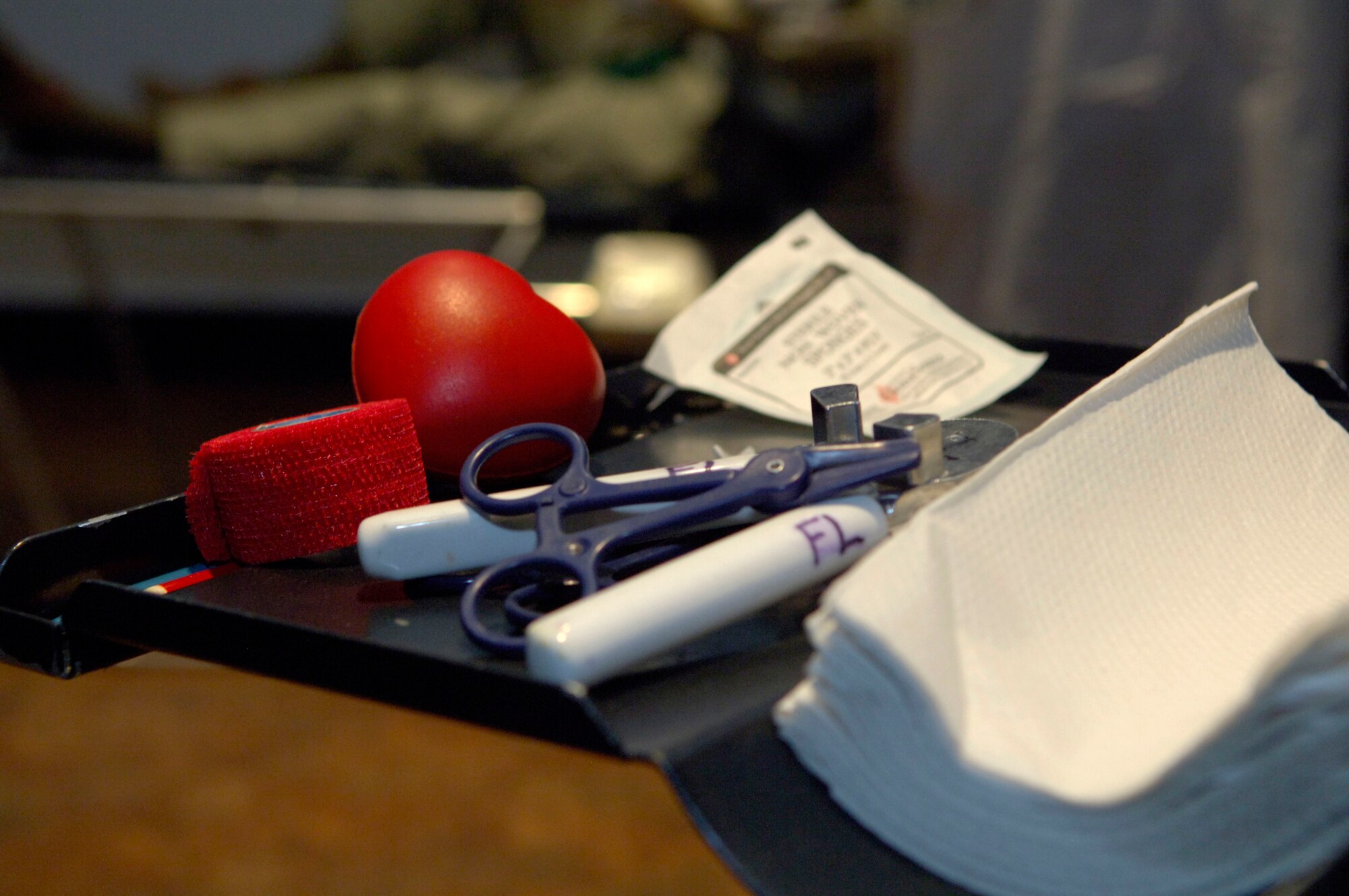 The Red Cross hosts a blood drive at Scott Air Force base on the second Tuesday of every month. The blood from Scott goes to multiple blood banks around Illinois. (U.S. Air Force photo/Airman 1st Class Jake Eckhardt)