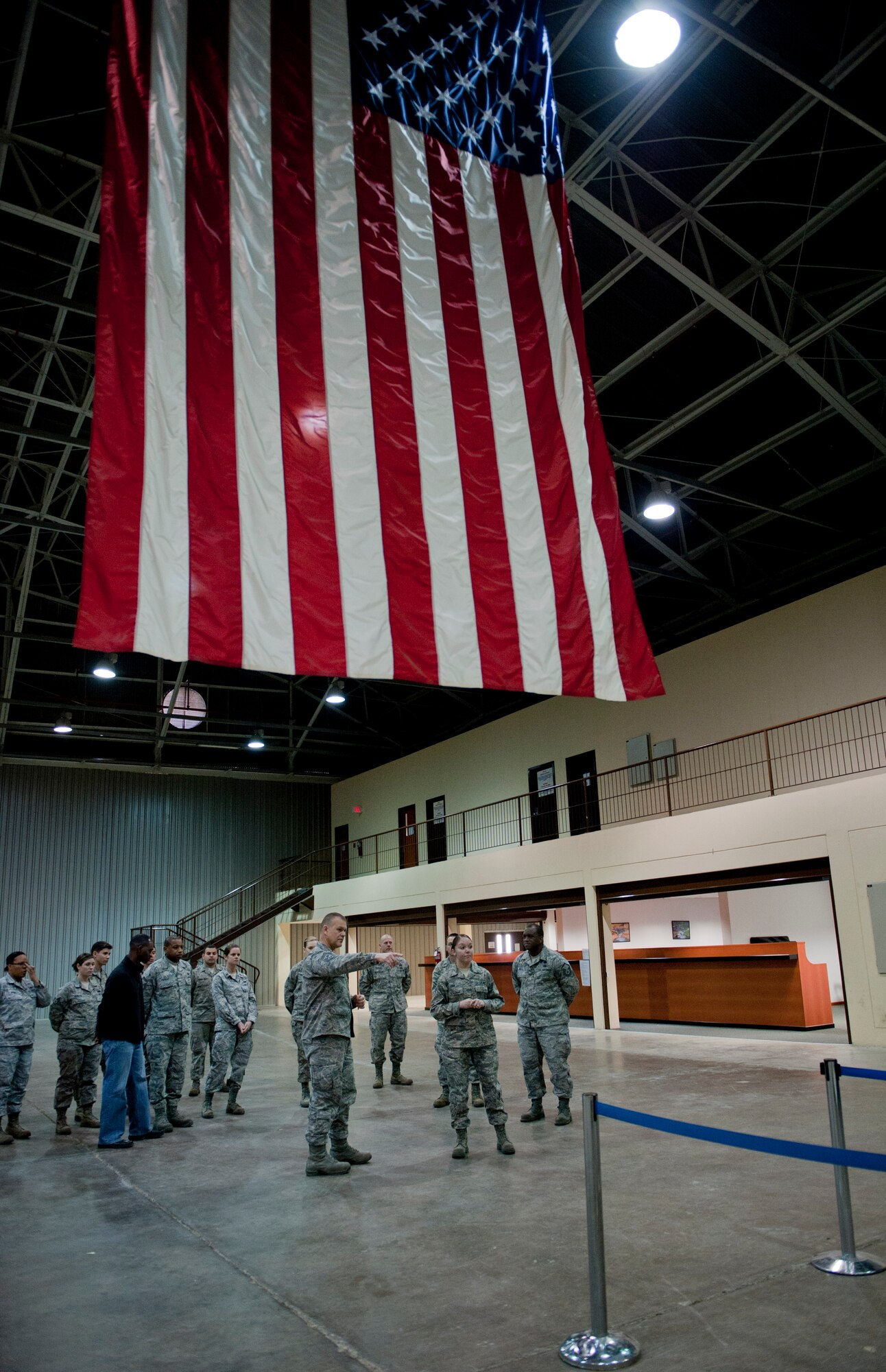 Chief Master Sgt. of the Air Force James Roy, center, discusses the process of issuing chemical, biological, radiological and nuclear protection gear with 39th Logistics Readiness Squadron Airmen March 16, 2012, at Incirlik Air Base, Turkey. U.S. Air Force photo by Senior Airman Anthony Sanchelli/Released)
