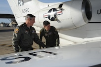 Lt. Col. James Drake (left) and Maj. Kevin Kotula, 99th Flying Training Squadron, make a final inspection prior to the launch of a T-1 Jayhawk aircraft on Joint Base San Antonio-Randolph March 6, 2012. The 99th FTS is an important part of the Pilot Instructor Training program at JBSA-Randolph. (U.S. Air Force photo by Rich McFadden) (released)