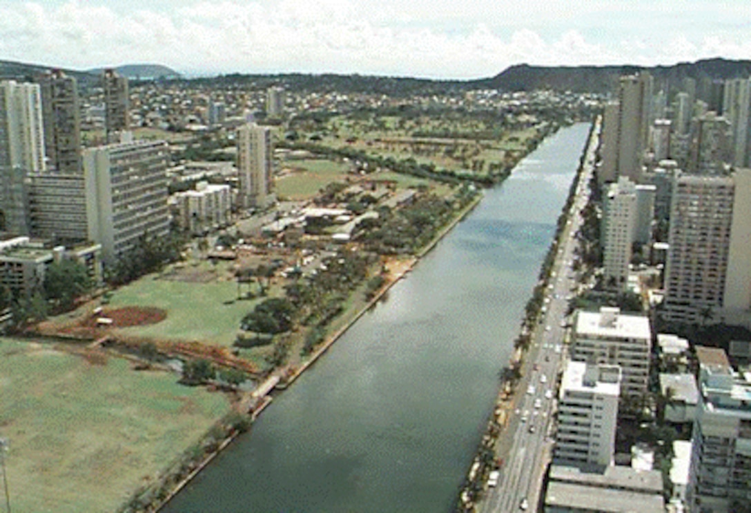 Ala Wai Canal - Aerial view. 