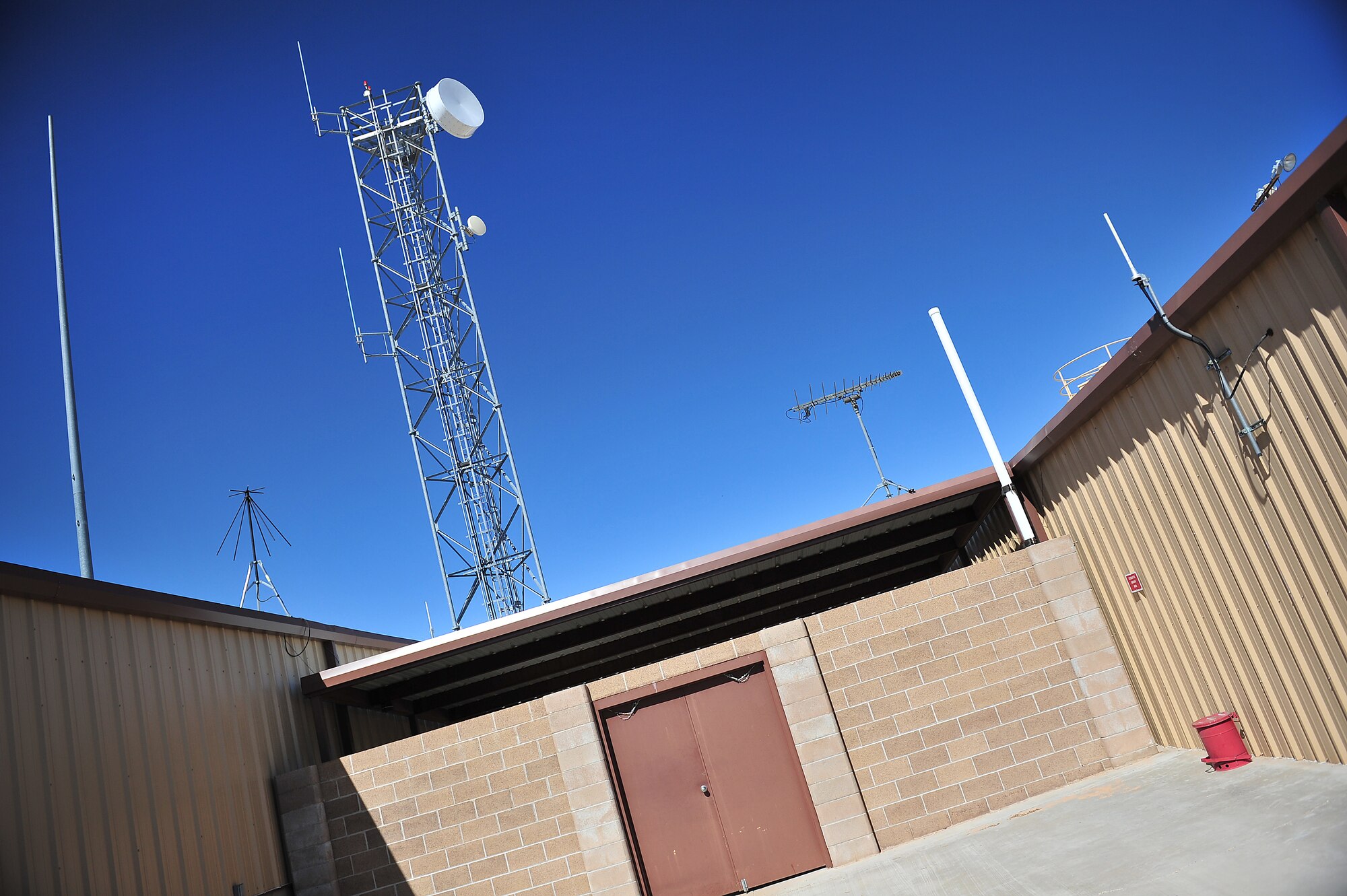 A newly installed antenna provides communication information at Melrose Air Force Range, N.M., March 5, 2012. Melrose Range provides space for realistic training of ground and air forces and is operated by Cannon Air Force Base, N.M. (U.S. Air Force photo by Tech. Sgt. Josef Cole)