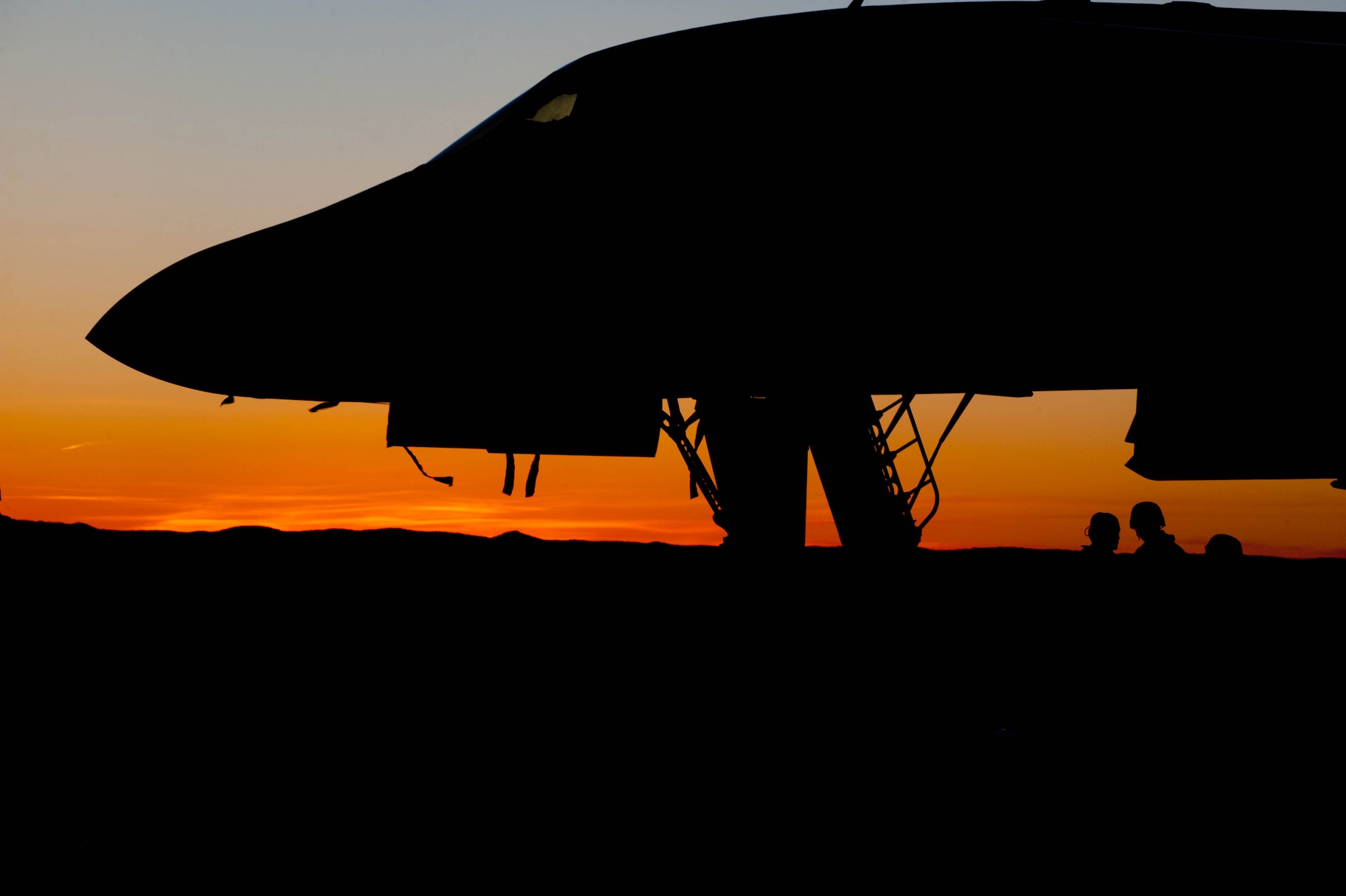 A B-1 bomber is prepared for a training mission on the flightline during an Operational Readiness Exercise at Ellsworth Air Force Base, S.D., March 15, 2012. The ORE tested Ellsworth’s ability to effectively and efficiently mobilize its aircraft, personnel and resources. (U.S. Air Force photo by Airman 1st Class Zachary Hada/Released)