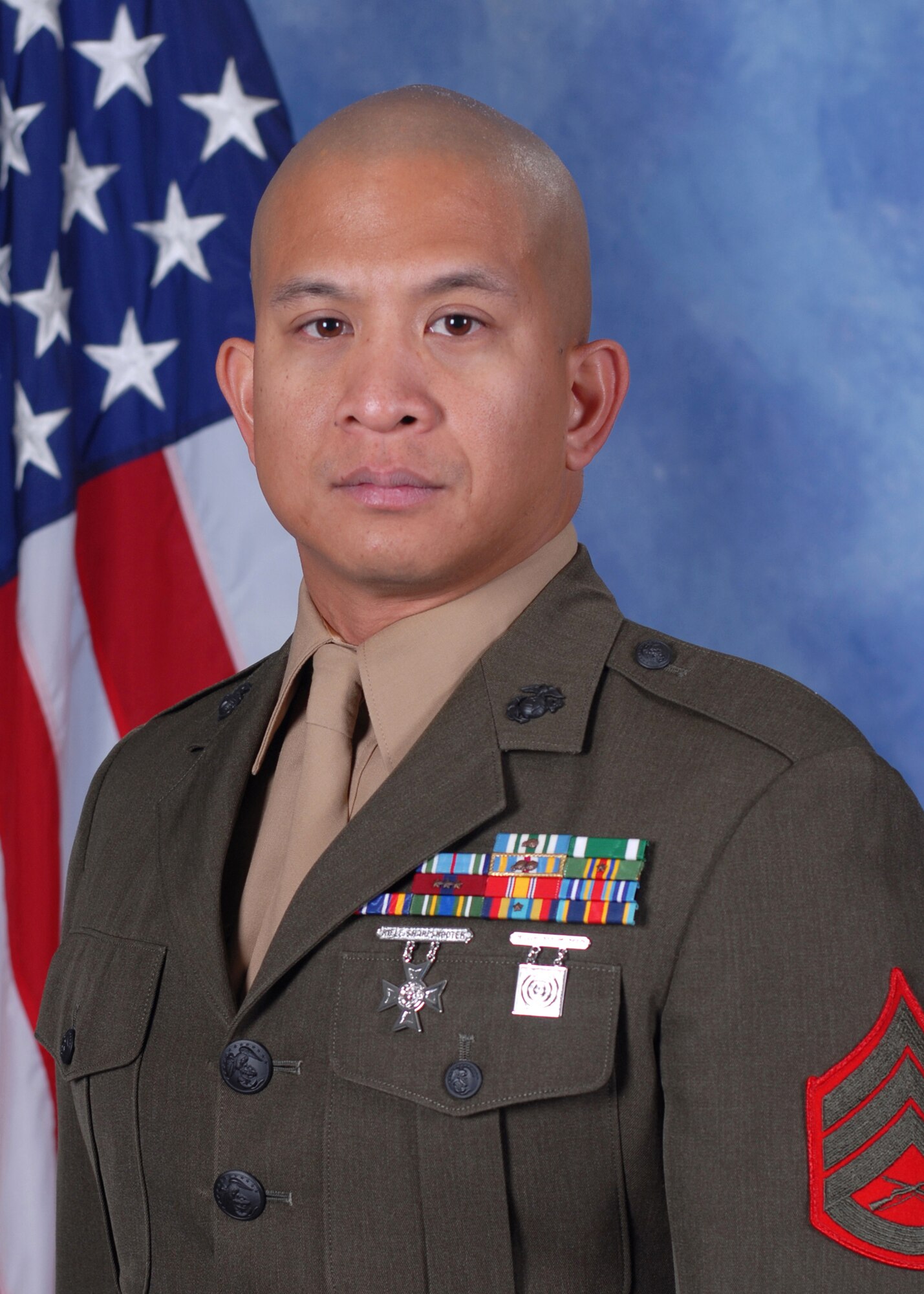 SAN ANGELO, Texas— Marine Staff Sgt. Craig Casipe, Goodfellow Air Force Base Marine Corps Detachment, was awarded the Order of Merit Award at the Chamber of Commerce Meeting at Stephens Central Library, March 13, for demonstrating outstanding service to country and community. There were four nominees for the award. (U.S. Air Force photo) 